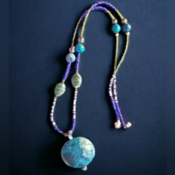 Genuine Turquoise Hand Crafted Beaded Necklace - Picture 4 of 6